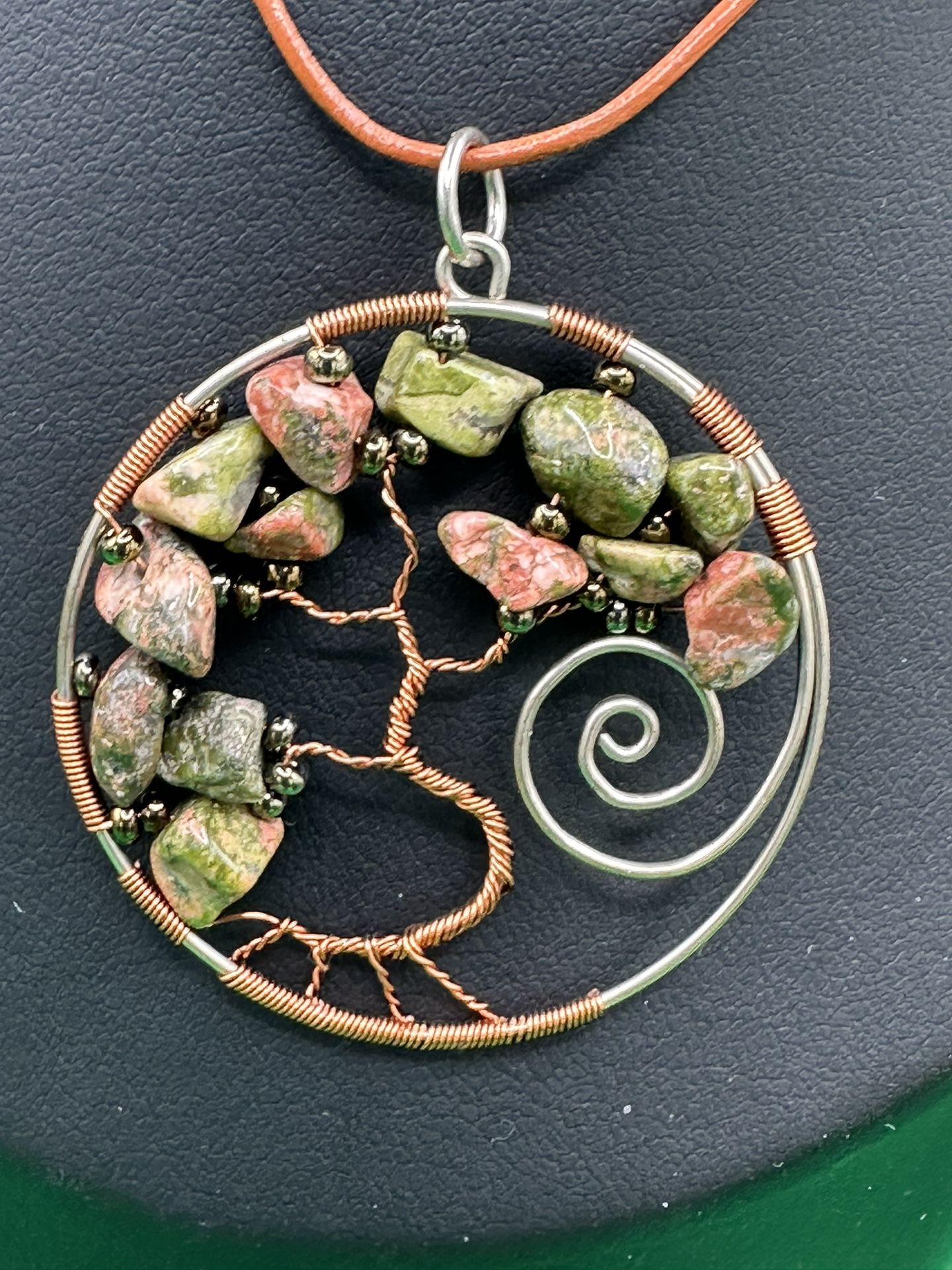 Tree Of Life Various Stones Necklace Lariat Style Closure 28” Long Pendant Is 1 1/2” Diameter Good Condition