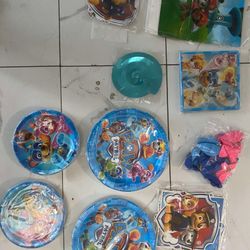 Set of 20 PAW Patrol Plates Cups Backdrop Table Cover Balloons Birthday Party