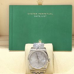 2009 Rolex Preowned 36mm DateJust Factory Silver Diamond Dial