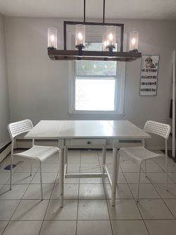 Modern, White Table With Chairs.