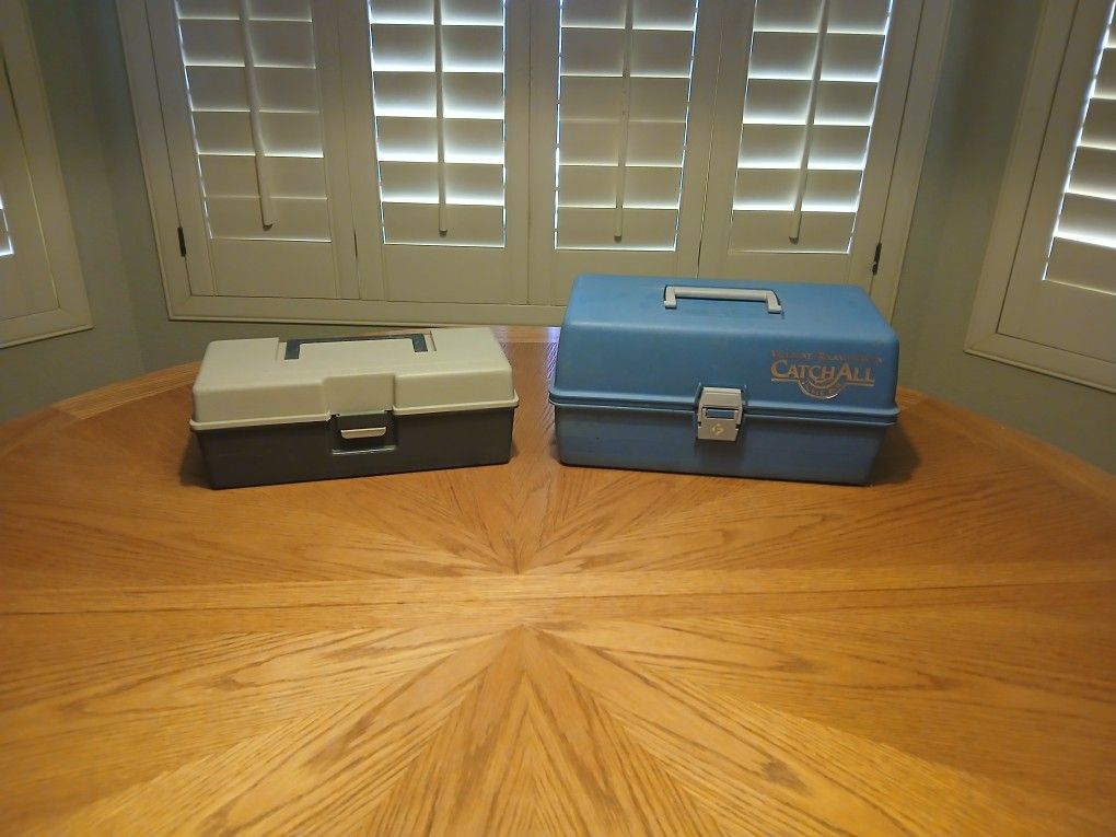 Lot Of 2 Vintage Plastic Tackle Boxes