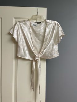 Shein Tie Crop White Top, XS, Women, NWT