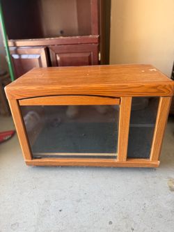 Wood TV Stand with Glass Doors