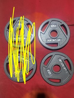 CAP 2" HOLE 10LB PLATES TOTAL 20LBs. 2-10s
11525 S HALSTED/7111.S WESTERN
20$ CASH ONLY AS IS