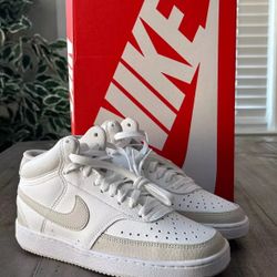 Nike Court Vision Mid – Women’s Size 9 – Summit White / Light Orewood Brown – NEW