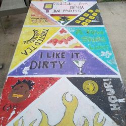 6 Ft Beer Pong Table. Definitely A Conversation Piece. Hand painted 
