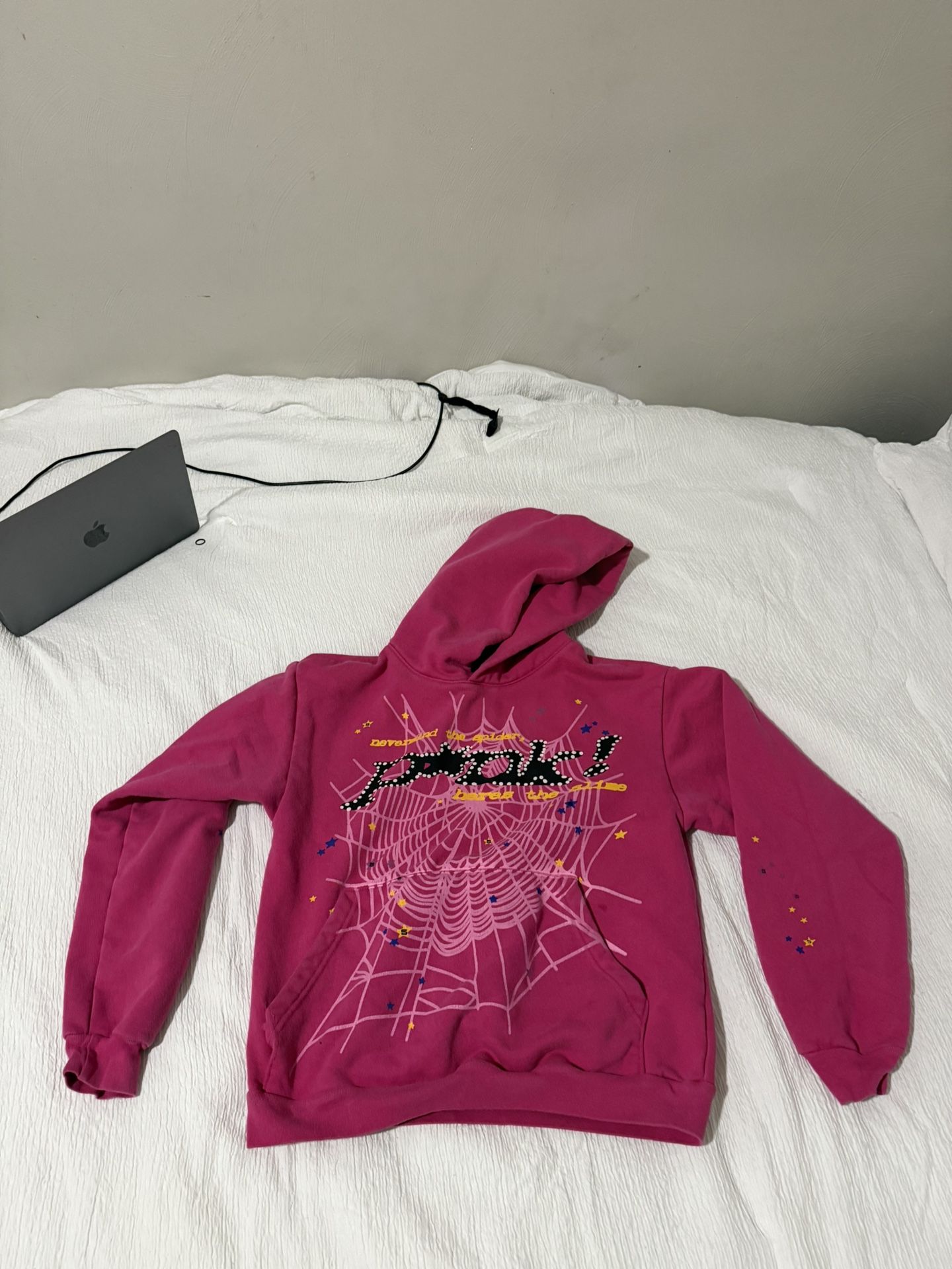 Pink Sp5der Hoodie Size Small