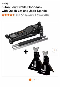 Husky 3-Ton Low Profile Floor Jack with Quick Lift and Jack Stands