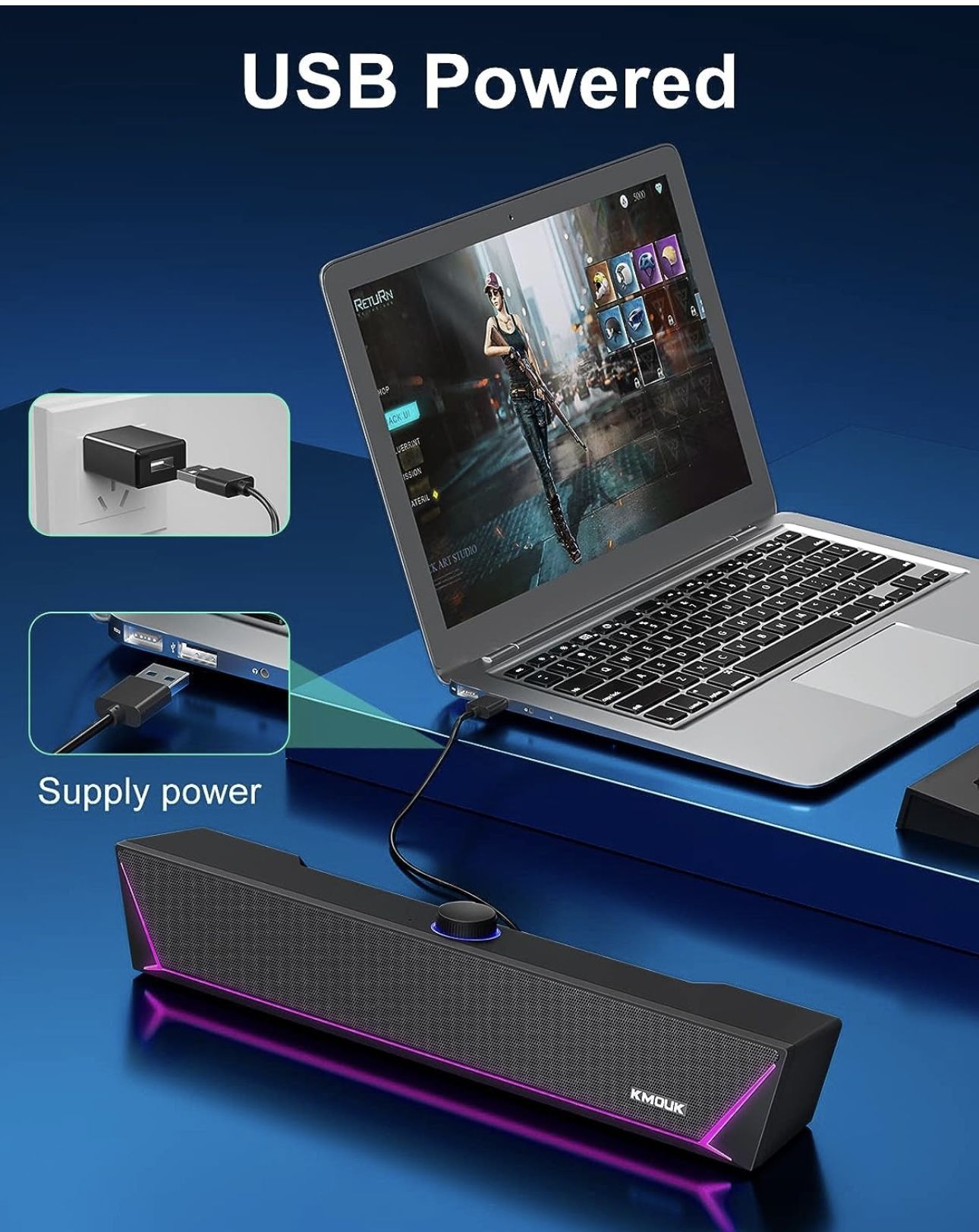 Computer Soundbar Computer Sound Bar With Bluetooth - USB Powered PC Speakers For Desktop ...