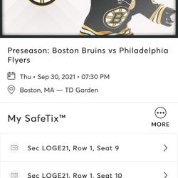 Front Row NHL Bruins Tickets 