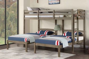 Brand New Grey Twin Size Triple Bunk Bed