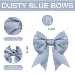 Bows For Chairs. Hair, Decoration, Baby Shower Color Dusty Blue 50 Pieces / Twist Tie Backs