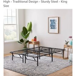 Brand New Linenspa King Size Foldable Bedframe.. Simple assembly bed frame. Unbox, unfold, tighten leg bolts, and top with mattress. 