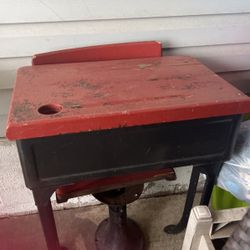 Old Wooden Desk And Chair