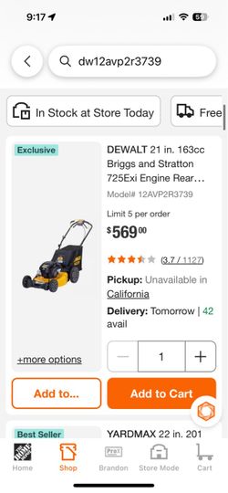 DEWALT 21 in. 163cc Gas Push Lawn Mower