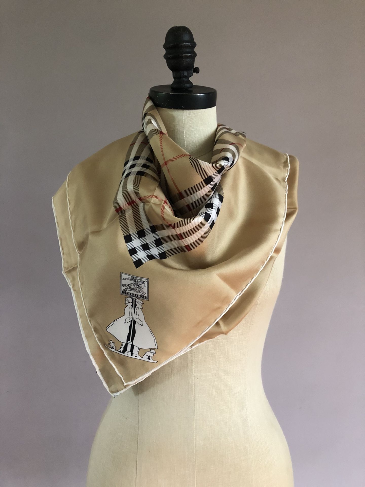 Vintage Burberry Nova check silk scarf.