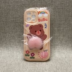 3D Soft Squishy Peach Butt Yellow Bear Phone Case