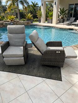 NEW WAYFAIR Outdoor Patio/Pool RECLINERS (PAIR OF 2) Grey