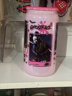 Ghost face Glass Cup