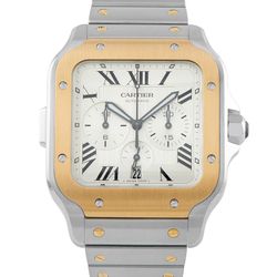 Cartier Jumbo XXL Two Tone Chronograph Full Set Biy Sale Trade Gold Watches Diamonds Rolex Scrap Silver Platinum Chains Rings Jesus Piece