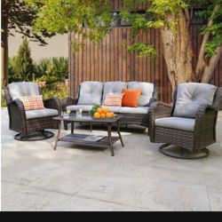 Patio Sofa Set With Swivel Chairs Brand New Patio Chair Set Swivel Rocking Chairs Brand New Available In Brown Light Gray And Dark Gray Cushions, 🆕🚛
