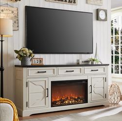 Farmhouse TV Stand with Electric Fireplace