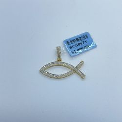 Gold Diamond Fish Sign Pendant
