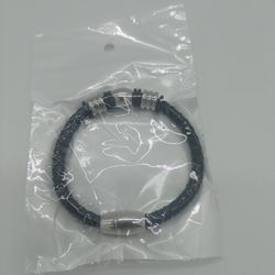 Leather Magnetic Black Bracelet 