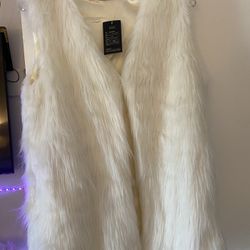 Ladies Fur Vest  (white)