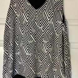 Philosophy Women's Size Small Tunic Top Black & White with Various Wild Cats