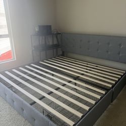 King size bed frame with 4 drawers