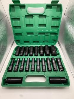 20Pcs 1/2" Inch Deep Impact Socket Set Drive 8-32mm Metric With Case