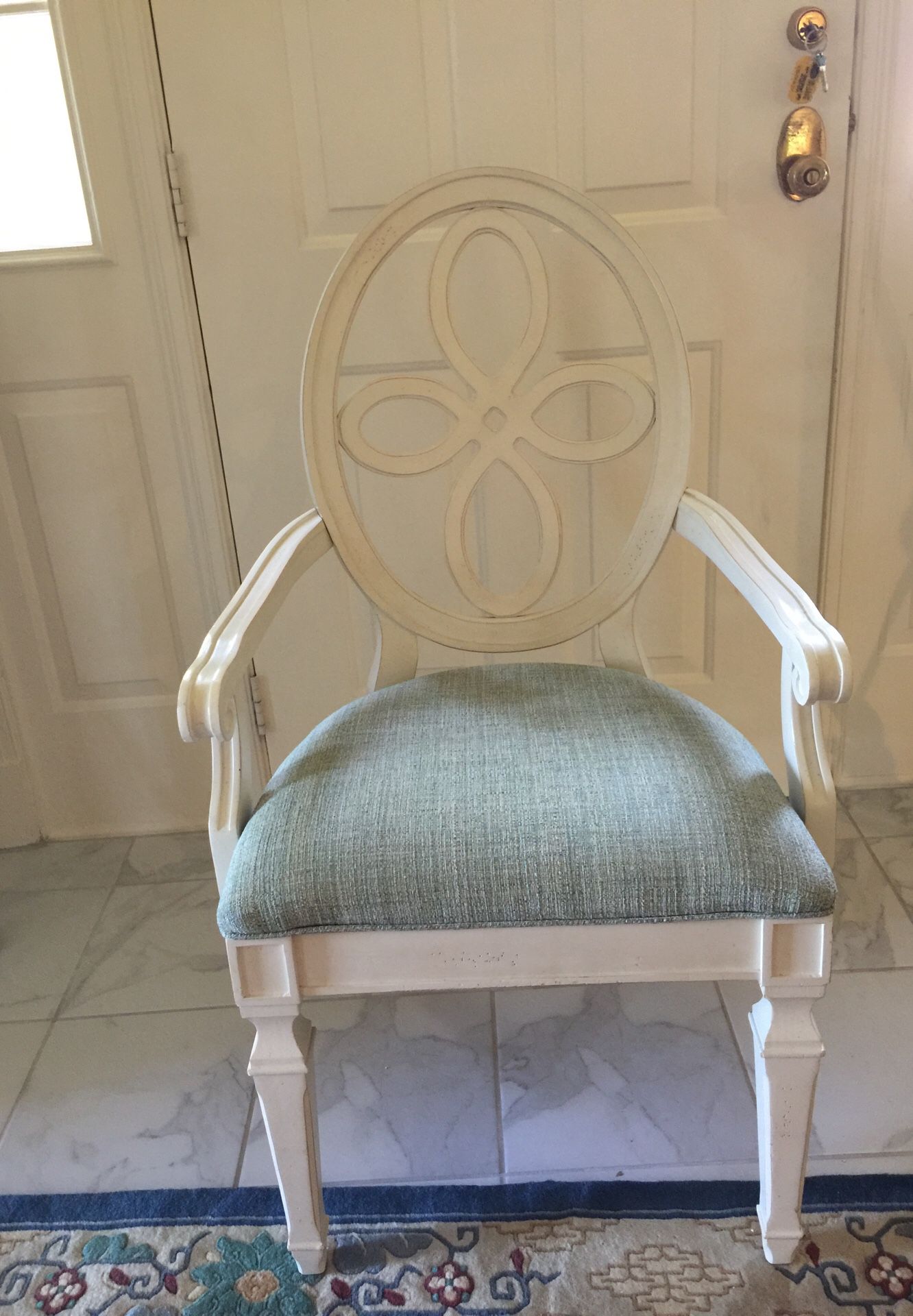Cream enamel painted Sheraton style arm chair