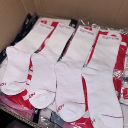 White Supreme Socks New 