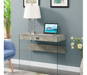 Convenience Concepts SoHo 1 Drawer Glass 36 inch Desk, Faux Birch/Glass