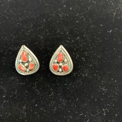 Sterling Silver Coral Earrings