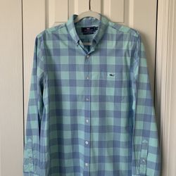 Vineyard Vines Blue Checked Slim Fit Performance Whale Shirt M NWT