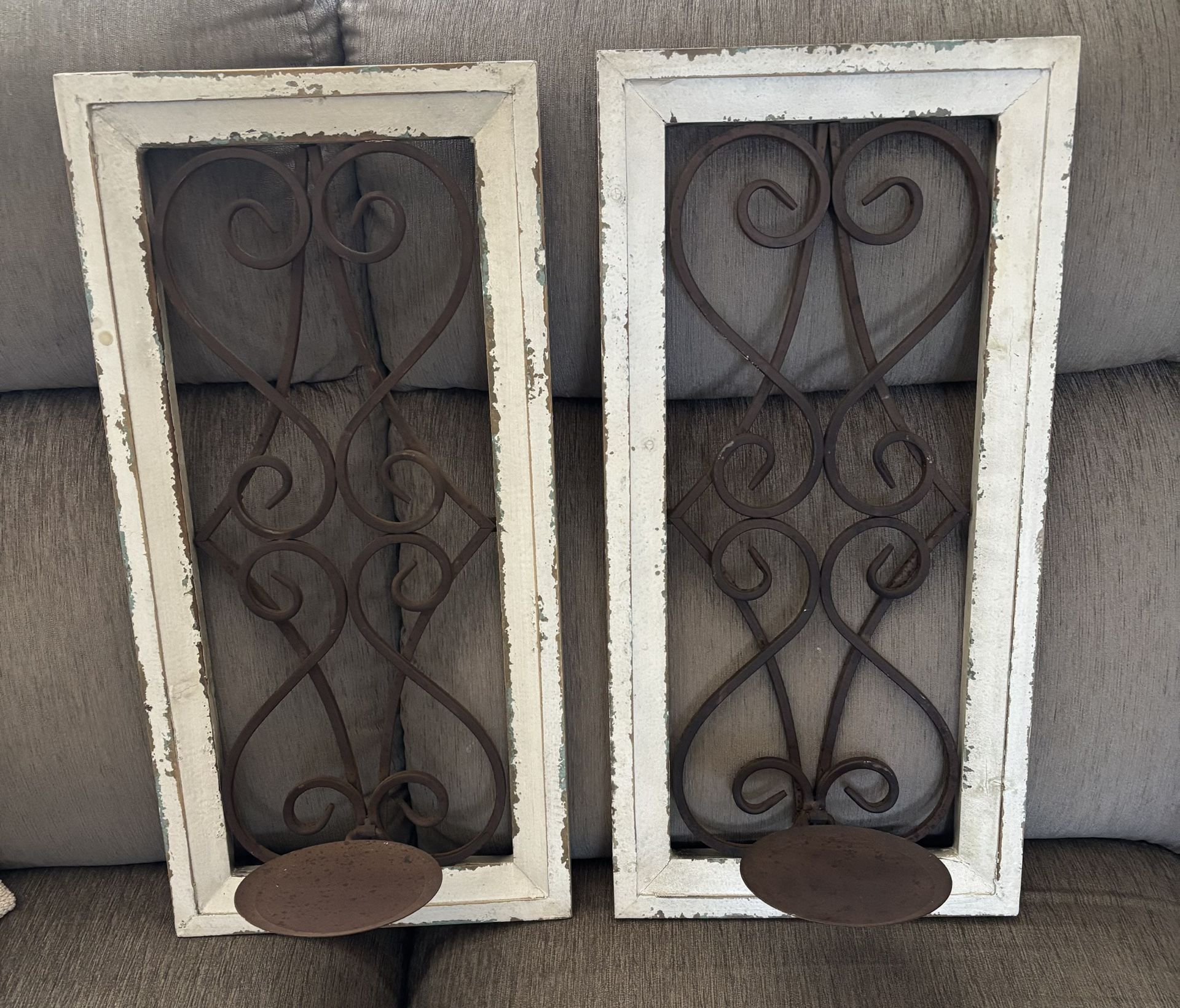 Distressed Wall Candle Holder.  Set Of 2