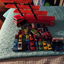 Truck /Trailer  With 40 (Cars,Trucks, 2 Jeep) Take All 