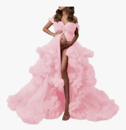 Maternity Pink Ruffled Dress