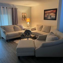 Living Room Sofa Set – Neutral Beige (Fair Condition)