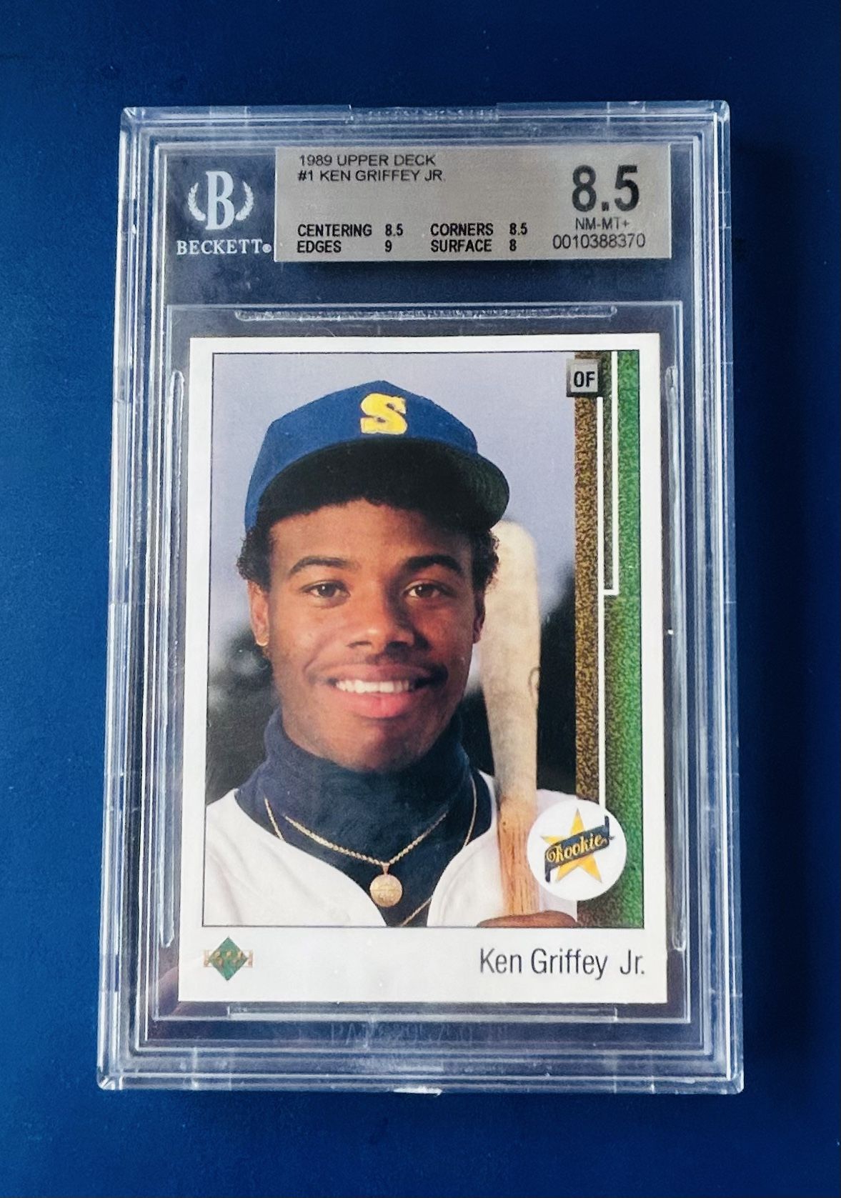 1989 Upper Deck Ken Griffey Jr Rookie Baseball Card Graded Beckett 8.5