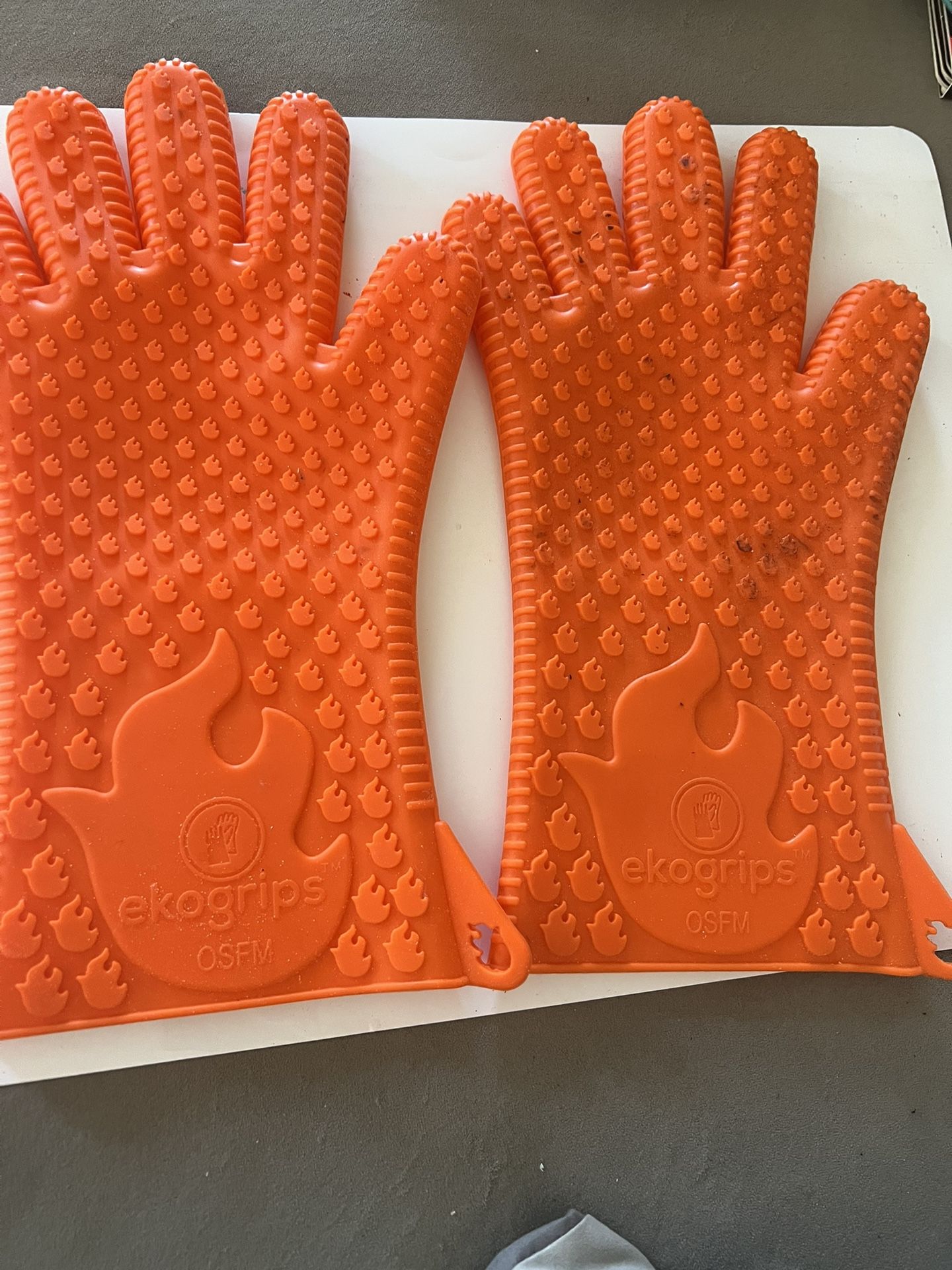 Ekogrips Plus Oven Gloves with Fingers, Comfy Waterproof Silicone Oven Mitts Heat Resistant with Long Cuff, Insulated BBQ Gloves Perfect for Grilling,