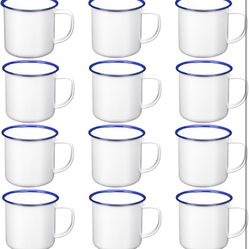 Yinder Mini Enamel Camping Coffee Mugs Metal Small Classic Portable White Campfire Mugs Bulk Vintage Cups with Handle for Coffee Tea Picnic Travel Ind