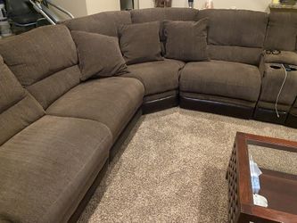 Beautiful  Sectional With 4 Recliners And USB Ports