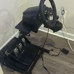 Logitech XBOX Gaming Wheel With Shifter, 3 Pedals, And Stand. Leather Wrapped Wheel. Like New