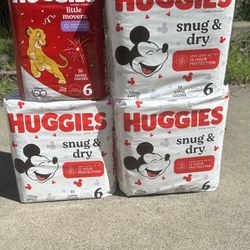 Huggies Size 6 Diapers All 4 Packs For $32