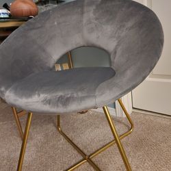 Gray Velvet & Brass Chair