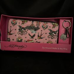 Ed Hardy pink tattoo-inspired wallet
