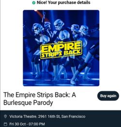 Star wars The Empire Strips Back Burlesque (2) Tickets